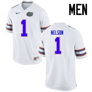 Men's Florida Gators #1 Reggie Nelson NCAA Nike White Authentic Stitched College Football Jersey VXE4362AY